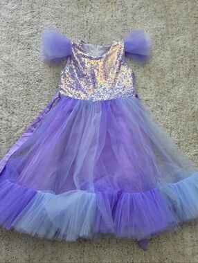 Girls Lavender Sequin Tulle Dress Size 8